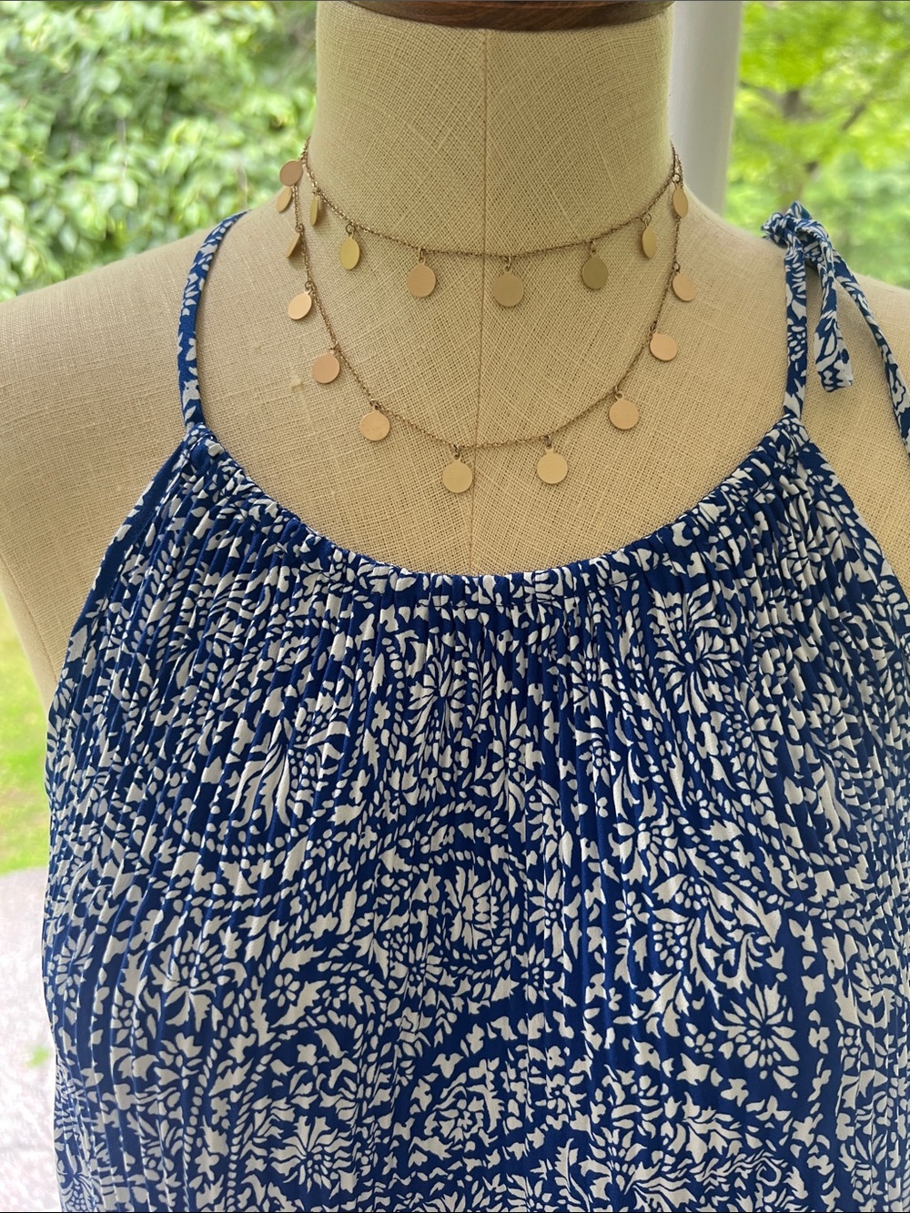 Ann Taylor Blue and White Floral Blouse